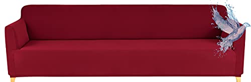 Poligino Sofabezug 4 Sitzer Wasserdicht, Sofahusse Elastisch Universal, Sofa Cover Stretch 4 Sitzer (230-250 cm) Burgundisch von Poligino