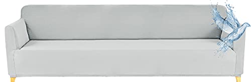 Sofabezug 4 Sitzer Wasserdicht, Sofahusse Elastisch Universal, Sofa Cover Stretch 4 Sitzer (230-250 cm) Hellgrau von Poligino