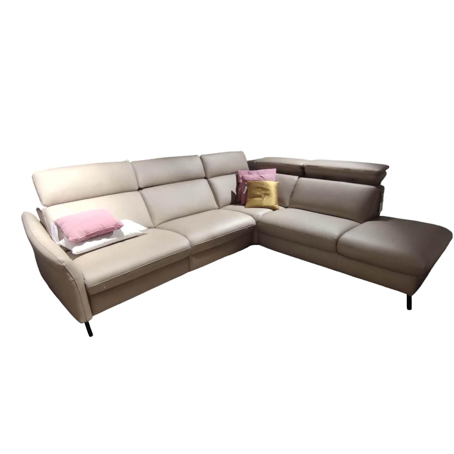 Ecksofa 4357 Echleder Cloudy Pearl 140 Beige Füße Aluminum Schwarz Mit Motorisch... von Polinova