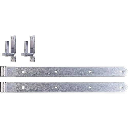 Pollmann®Baubeschläge Ladenband-2er-Set 16/600 mit Haken, gekröpft für bündige Montage, hell verzinkt von Pollmann