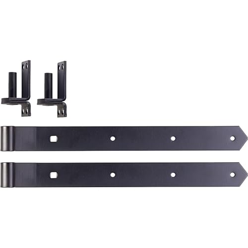 Pollmann®Baubeschläge Ladenband-2er-Set 16/600 mit Haken, gekröpft für bündige Montage, schwarz von Pollmann