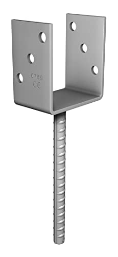Pollmann®Baubeschläge U-Pfostenträger zum Einbetonieren für Pfosten 60 mm, Dolle 200 mm lang, feuerverzinkt von Pollmann