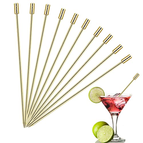 Polly Online 10 Stück Edelstahl-Cocktailspieße, Wiederverwendbare Cocktail-Sticks Obst-Sticks für Fingerfood, kleine Snacks, Antipasti und Cocktails von Polly Online