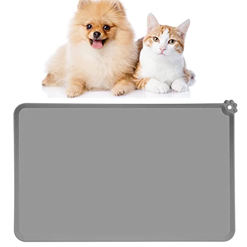 Polly Online Futtermatte für Katzen und Hunde – Silikon-Anti-Rutsch-Napfmatten für den Boden, wasserdichtes Tischset für Hunde und Katzen Wassernapf（Grau） von Polly Online