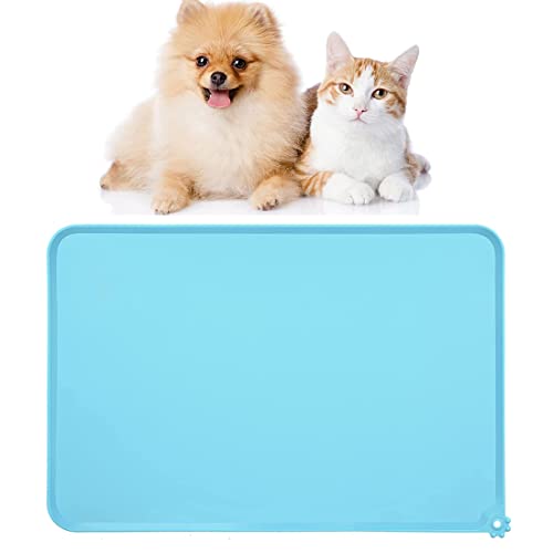 Polly Online Futtermatte für Katzen und Hunde – Silikon Anti Rutsch Napfmatten für den Boden, wasserdichtes Tischset für Hunde und Katzenwassernapf（Blau） von Polly Online