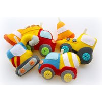 Baustellenfahrzeug Girlande Aus Filz. Handgemachtes Set Von 6 Dekorationen von PollyChromeCrafts
