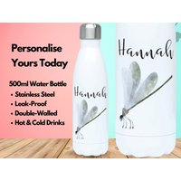 500Ml Wasserflasche Isolierflasche Edelstahl, Heiß & Kalt Gym Flakon, Name, Libelle Geschenke, Geschenke Für Libellen Liebhaber von PollyannaPoops