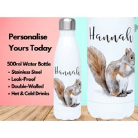 500Ml Wasserflasche Isolierflasche Edelstahl, Heiß & Kalt Gym Flasche, Name, Eichhörnchen Geschenke, Geschenke Für Liebhaber von PollyannaPoops