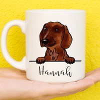 Dackeltasse, Tasse Für Dackelliebhaber, Personalisierte Hundetasse, Muttertagsgeschenke Frauen & Mädchen, Dackelgeschenke, Namensbecher, Wursthund von PollyannaPoops