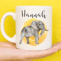 Elefant Tasse, Tasse Für Elefantenliebhaber, Personalisierte Tierbecher, Muttertagsgeschenke Frauen & Mädchen, Elefantengeschenke, Namensbecher von PollyannaPoops