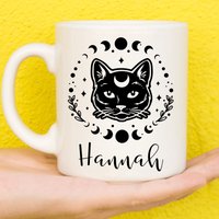 Hexen Katze, Personalisierte Tassen, Tasse, Personalisiertes Geschenk, Geschenke Für Katzenliebhaber, Schwarze Katze Geschenke, Katzenbecher von PollyannaPoops