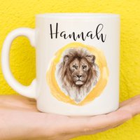 Löwe Tasse, Tasse Für Löwenliebhaber, Personalisierte Tiertasse, Muttertagsgeschenke Frauen & Mädchen, Löwengeschenke, Namensbecher, Geburtstag von PollyannaPoops