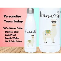 Personalisierte Wasserflasche Vakuum Isoliert Edelstahl 500Ml, Heiß & Kalt Gym Flasche, Name, Gläser Lama Geschenke, Geschenke Für Liebhaber von PollyannaPoops