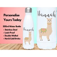 Personalisierte Wasserflasche Vakuum Isoliert Edelstahl 500Ml, Heiß & Kalt Gym Flasche, Name, Lama Geschenke, Geschenke Für Liebhaber von PollyannaPoops