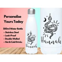 Personalisierte Wasserflasche Vakuum Isoliert Edelstahl 500Ml, Heiße & Kalte Turnflasche, Name, Schlangengeschenke, Geschenke Für Schlangenliebhaber von PollyannaPoops