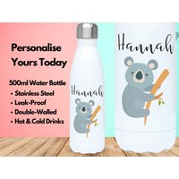 Personalisierte Wasserflasche Vakuum Isoliert Edelstahl 500Ml, Hot & Cold Gym Flasche, Name, Koala Geschenke, Geschenke Für Liebhaber von PollyannaPoops