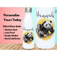 Personalisierte Wasserflasche Vakuum Isoliert Edelstahl 500Ml, Hot & Cold Gym Flasche, Name, Panda Geschenke, Geschenke Für Liebhaber von PollyannaPoops