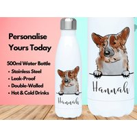 Personalisierte Wasserflasche Vakuum Isoliert Edelstahl 500Ml, Turnflasche, Name, Corgis Geschenke, Liebhaber, Pembroke Welsh Hund von PollyannaPoops