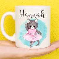 Süße Katzentasse, Katzengeschenk Für Tierliebhaber, Personalisierte Ballerina Tasse, Tanzgeschenke, Geschenke Tänzer, Namensbecher, Ballerina von PollyannaPoops