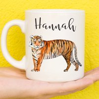 Tigertasse, Tiger Geschenk Für Tierliebhaber, Personalisierte Tigerliebhaber, Muttertagsgeschenke Frauen & Mädchen, Namensbecher, Geburtstag von PollyannaPoops