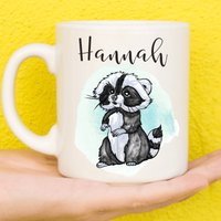 Waschbär Tasse, Geschenk Für Liebhaber, Personalisierte Geschenke Frauen, Männer, Namensbecher, Geburtstag, Mama, Papa von PollyannaPoops