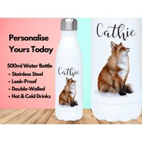 Wasserflasche 500Ml, 500Ml Wasserflasche, Isolierflasche, Name, Fuchs Geschenk, Geschenke Für Fuchsliebhaber von PollyannaPoops