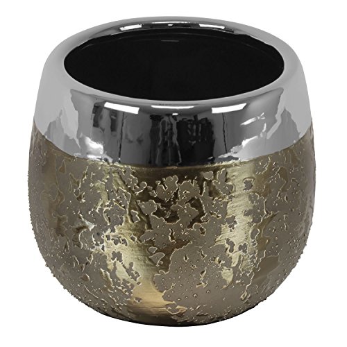 Edler Keramik Topf Blumentopf Übertopf Moon D 18 cm oval Gold Silber Tropfen von Polnix