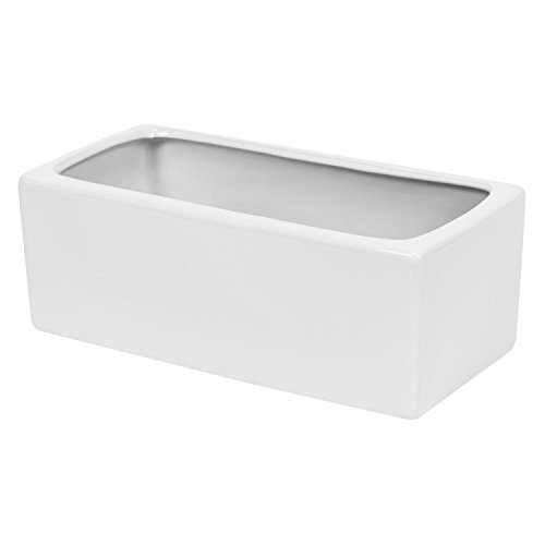 Keramik Übertopf rechteckig Pflanztrog Blumentopf Rinnen 24,5 x 12,5 x 9,5 cm Weiss glänzend von Polnix