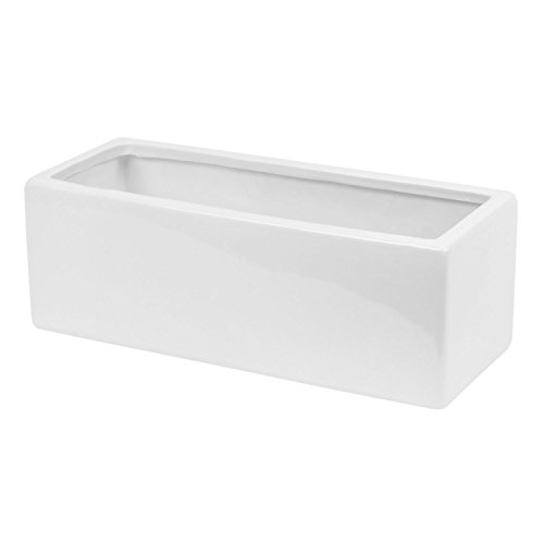 Polnix Keramik Übertopf Trog Blumentopf Ritz H 13 cm quadratisch Weiss glänzend von Polnix