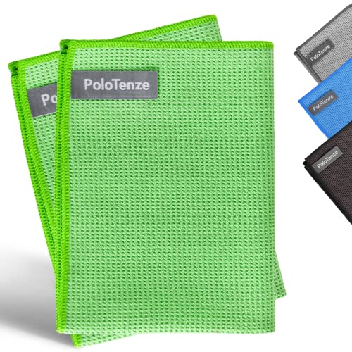 PoloTenze 2er Set Premium Mikrofaser Trockentuch, Waffeltuch 60x40 cm (grün) von PoloTenze