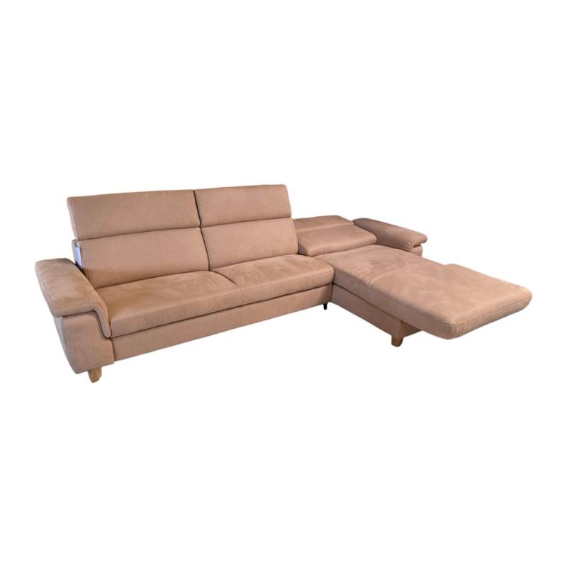 Ecksofa Krüger Stoff Mikrofaser Holiday Braun Holzfuß Eiche mit Armteilverstellu... von Polsteria
