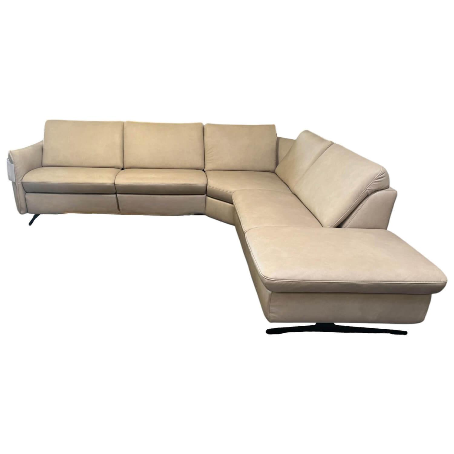 Wohnlandschaft Amalfi Leder Evita Ecru Beige Grau Füße Metallkufe Schwarz Lackie... Wohnlandschaft Amalfi Leder Evita Ecru Beige Grau Füße Metallkufe Schwarz Lackie... von Polsteria