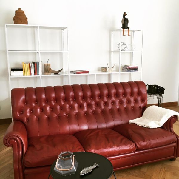 3-Sitzer Sofa Bonnie aus rotem Leder (70er Jahre), Poltrona Frau von Poltrona Frau