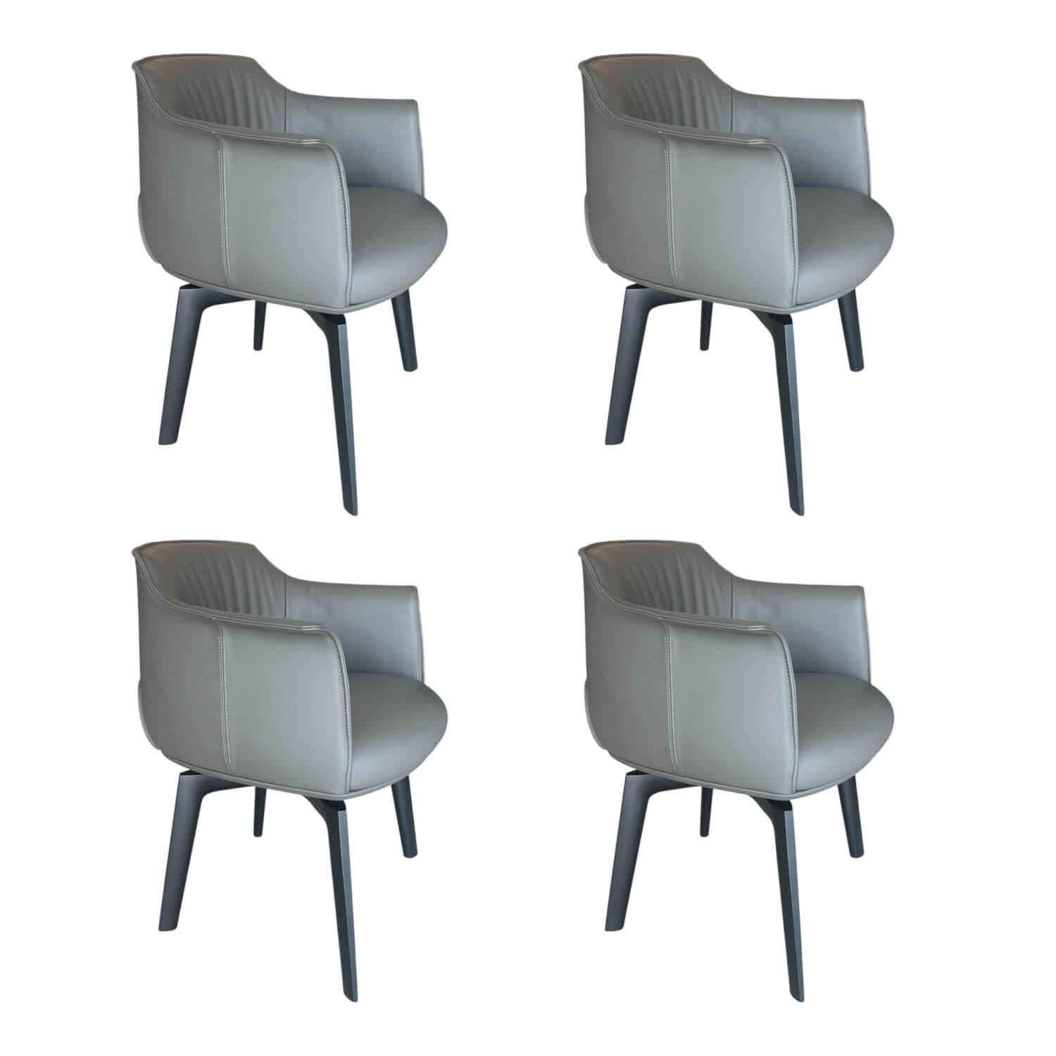 4er Set Stuhl Archibald Leder Nest Grau Gestell Massivholz Esche Farbig Gebeizt ... 4er Set Stuhl Archibald Leder Nest Grau Gestell Massivholz Esche Farbig Gebeizt ... von Poltrona Frau