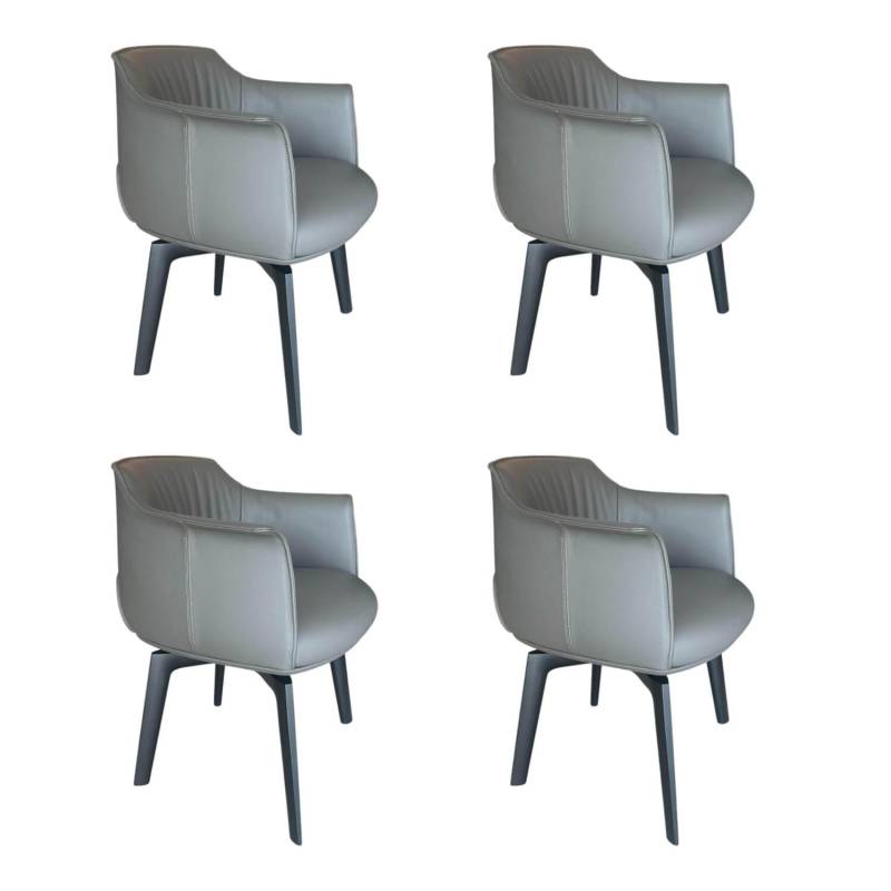 4er Set Stuhl Archibald Leder Nest Grau Gestell Massivholz Esche Farbig Gebeizt ... von Poltrona Frau