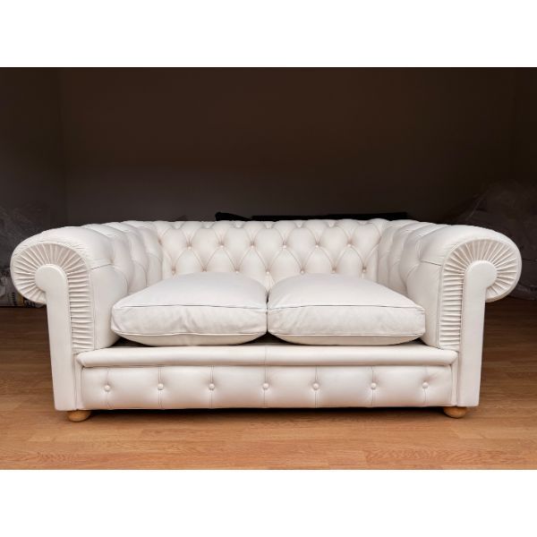 Chesterfield 2-Sitzer Sofa aus weißem Leder von Renzo Frau, Poltrona Frau von Poltrona Frau