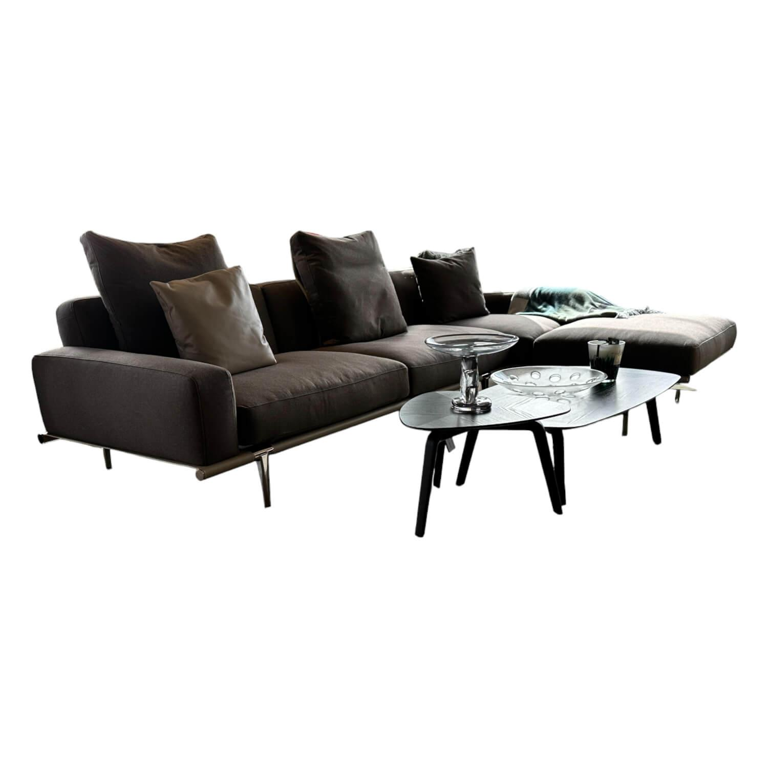 Ecksofa Let it Be Stoff Giano 15247 Col. 7 Braun Grau Leder Saddle Extra Corda B... von Poltrona Frau