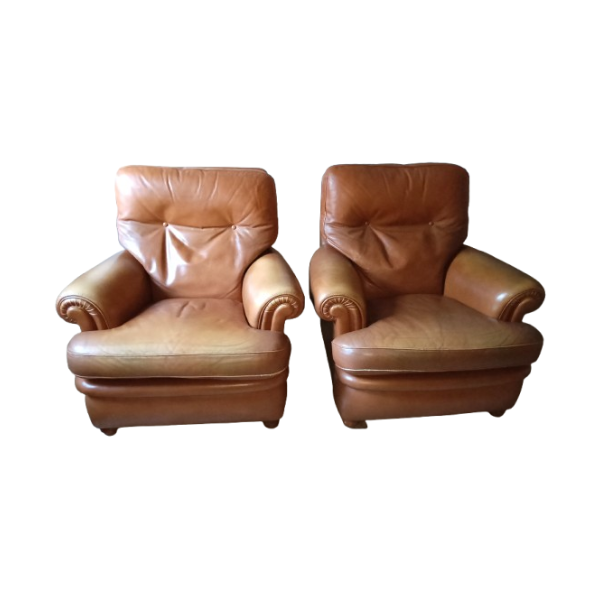 Paar Renzo Frau Ledersessel Braun Modell Dream (1990er), Poltrona Frau von Poltrona Frau