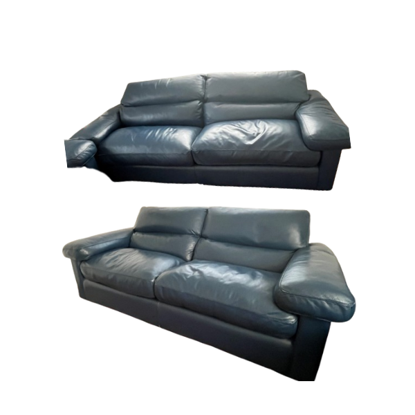 Petronio Ledersofa Set 2-Sitzer und 3-Sitzer (Blau), Poltrona Frau von Poltrona Frau