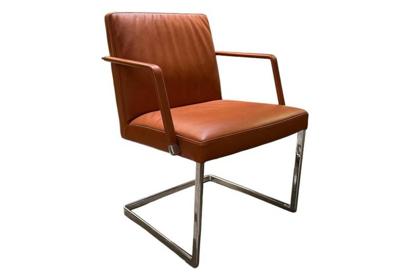 Poltrona Frau Esszimmerstuhl Sessel Chancellor Conference Leder SC75 Cognac Braun mit Arm von Poltrona Frau