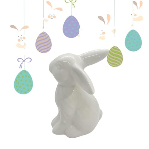 Poludatly Osterhasen-Figur, Keramik-Hasenstatue, Porzellan-Kaninchen-Skulptur, niedliches weißes Keramik- -Ornament, Heimdekoration, Osterhase für Tisch Poludatly Osterhasen-Figur, Keramik-Hasenstatue, Porzellan-Kaninchen-Skulptur, niedliches weißes Keramik- -Ornament, Heimdekoration, Osterhase für Tisch von Poludatly