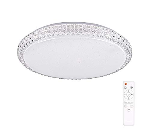 Polux LED Deckenleuchte IRINA 24W 230V mit Fernbedienung - Weiß - Glam - Wohnzimmer von Polux