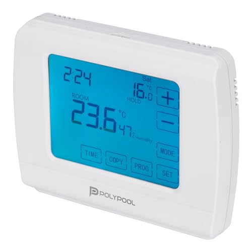POLY POOL - PP1467 Chrono-Thermostat Digital Touch für Sommer/Winter - Raumthermostat für den Innenbereich mit Tages- und Wochenprogrammierung - Thermostat mit 6 Intervallen von Poly Pool