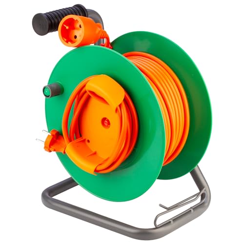POLY POOL - PP2703 Elektrische Kabeltrommel 230 V für den Garten - Verlängerungskabel 25 Meter - Kabeltrommel mit Kabelführung - deutsche Schukostecker und Stecker von Poly Pool