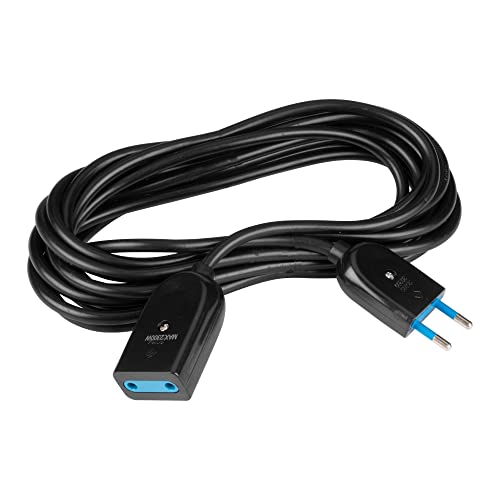 Poly Pool- PP0377.2Q Verlängerungskabel Schwarz 250V Verlängerbares Stromkabel 5 m - Italienischer Stromstecker 10A 2P - Italienische Steckdose 10A 2P - Verlängerung 5 m Schwarz 100% Made in Italy von Poly Pool