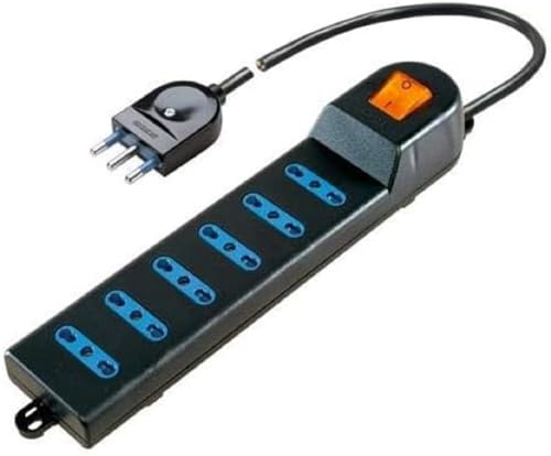 Poly Pool PP0405.2Q Mehrfachsteckdose mit 6 zweipoligen Steckern, 1,5 m Kabel und Schalter, Schwarz von Poly Pool