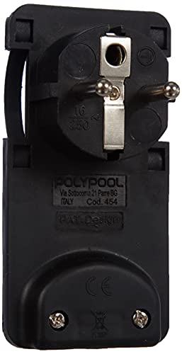 Poly Pool PP0454.1 SPACIOZERO, platzsparender Schuko-Stecker 16 A 2P+T Standard Frankreich/Deutsch mit seitlicher Masse, 90 Grad Kabelausgang, schwarz von Poly Pool
