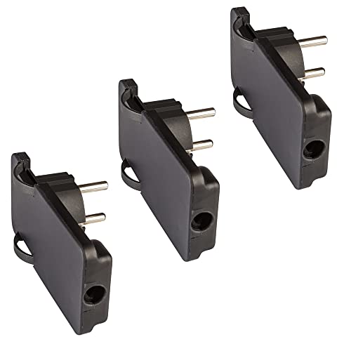 POLYPOOL - PP0454.13 PLATZSPARENDER Stecker 16A 2L+PE Standard-Schuko 90°-Kabelausgang - Kit 3 Stecker schwarze Farbe von Poly Pool