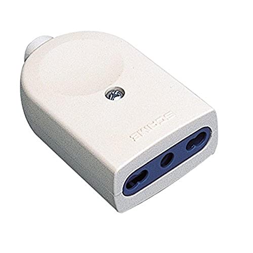 POLY POOL - PP0466S Bivalente Steckdose nach italienischem Standard 10/16 A - Steckdose für italienischen Stecker mit 250 V mit Sicherheitskontakten - Weiße bivalente Steckdose Made in italy von Poly Pool