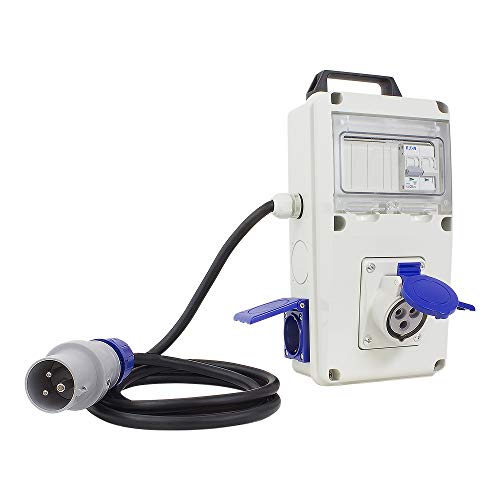 POLY POOL - PP0729 Schalttafel IEC309 230V - Externe Schalttafel 2 zivile Steckdosen 1 CEE Steckdose + CEE 16A 2P Stecker - Schalttafel mit Leistungsschalter - 2m Kabel von Poly Pool